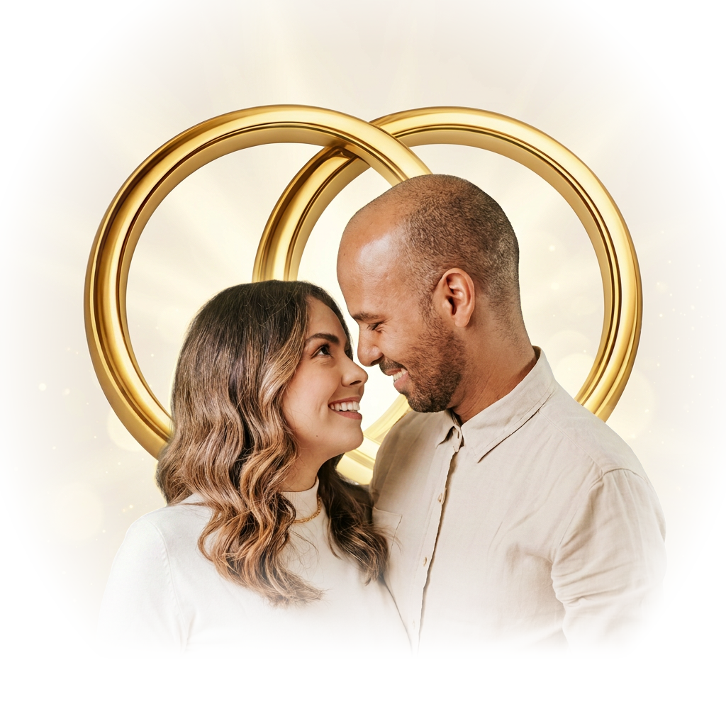 Luiz Denison e Maria Edith com alianças douradas